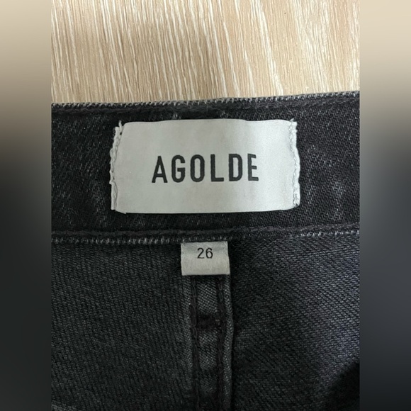 Agolde Riley High Rise Crop Black Jeans Panoramic - Picture 9 of 14